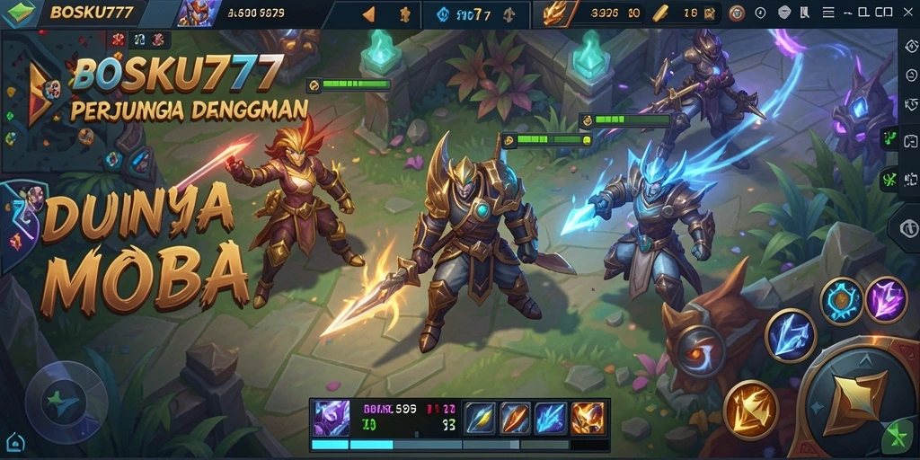Tampilan gameplay seru dari BOSKU777 dalam aksi pertarungan MOBA.