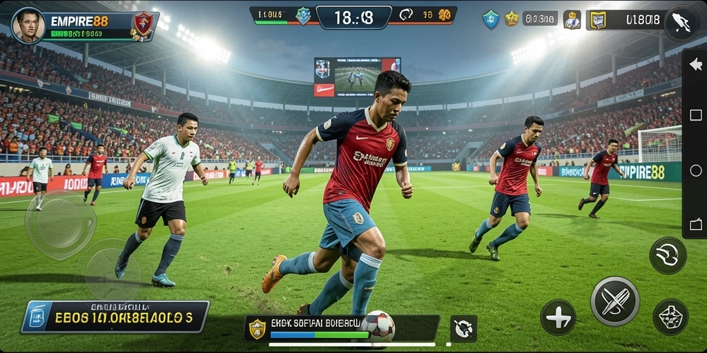 Tampilan gameplay seru di EMPIRE88 dengan aksi sepak bola yang mendebarkan.