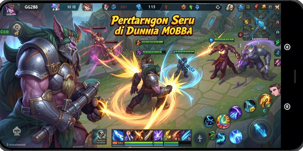 Gameplay GG288 yang seru dalam pertarungan MOBA.