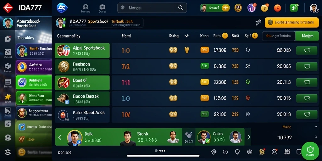 Screenshot gameplay IDA777 menampilkan fitur taruhan olahraga secara jelas.