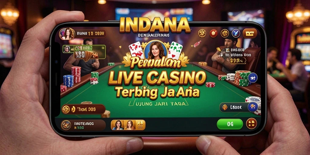 Screenshot gameplay INDAAA menunjukkan dealer langsung yang interaktif dan suasana kasino yang menarik.
