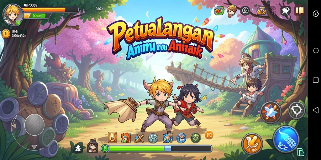Tampilan gameplay MPO303 dengan karakter anime yang hidup.