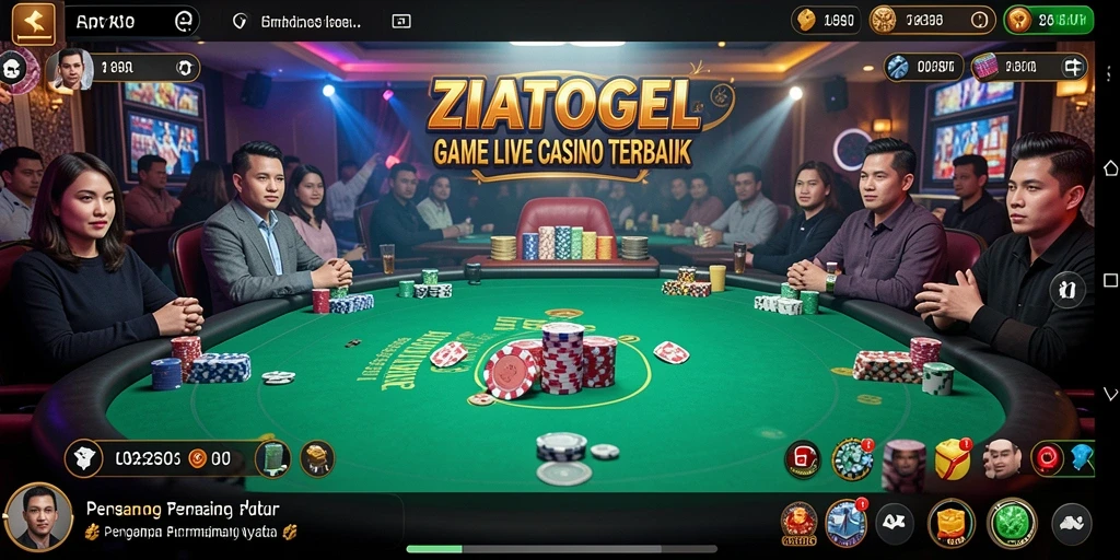 Tampilan gameplay ZIATOGEL dengan dealer profesional dan permainan menarik.