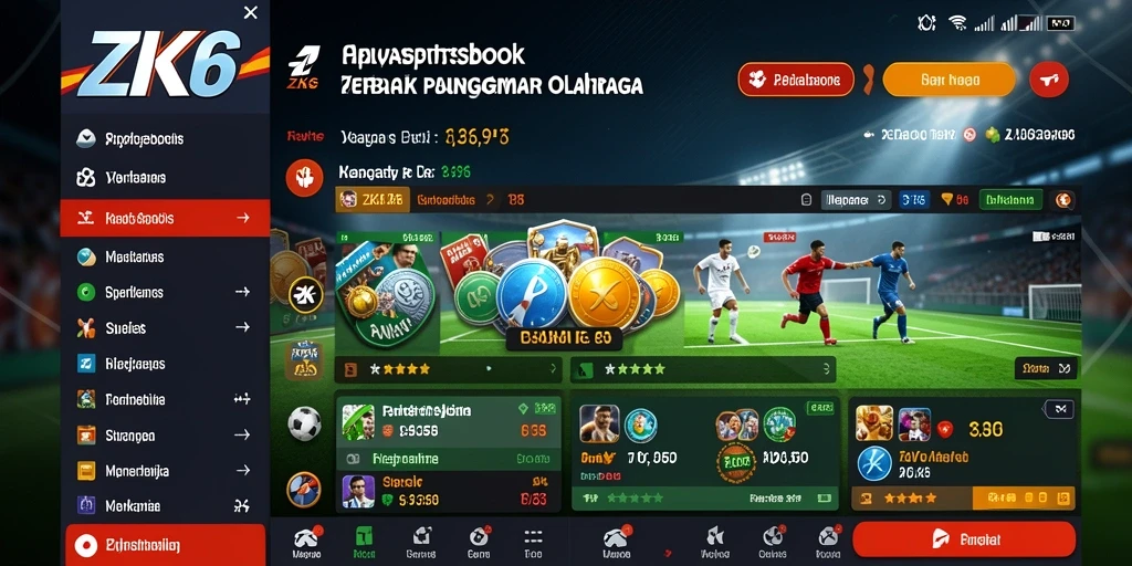 Tampilan gameplay ZK6 yang menarik dengan berbagai pilihan taruhan olahraga.
